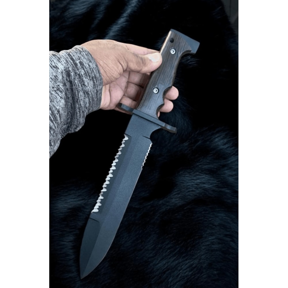 HandForged Carbon Steel Bowie Knife 15 Survival Blade With Wangi Wood Handle HeavyDuty Hunting Kn 2