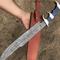 Steel Survival Knife Forged Blade With Blue Pakka Wood Handle Full Tang Outdoor Weapon With Leath