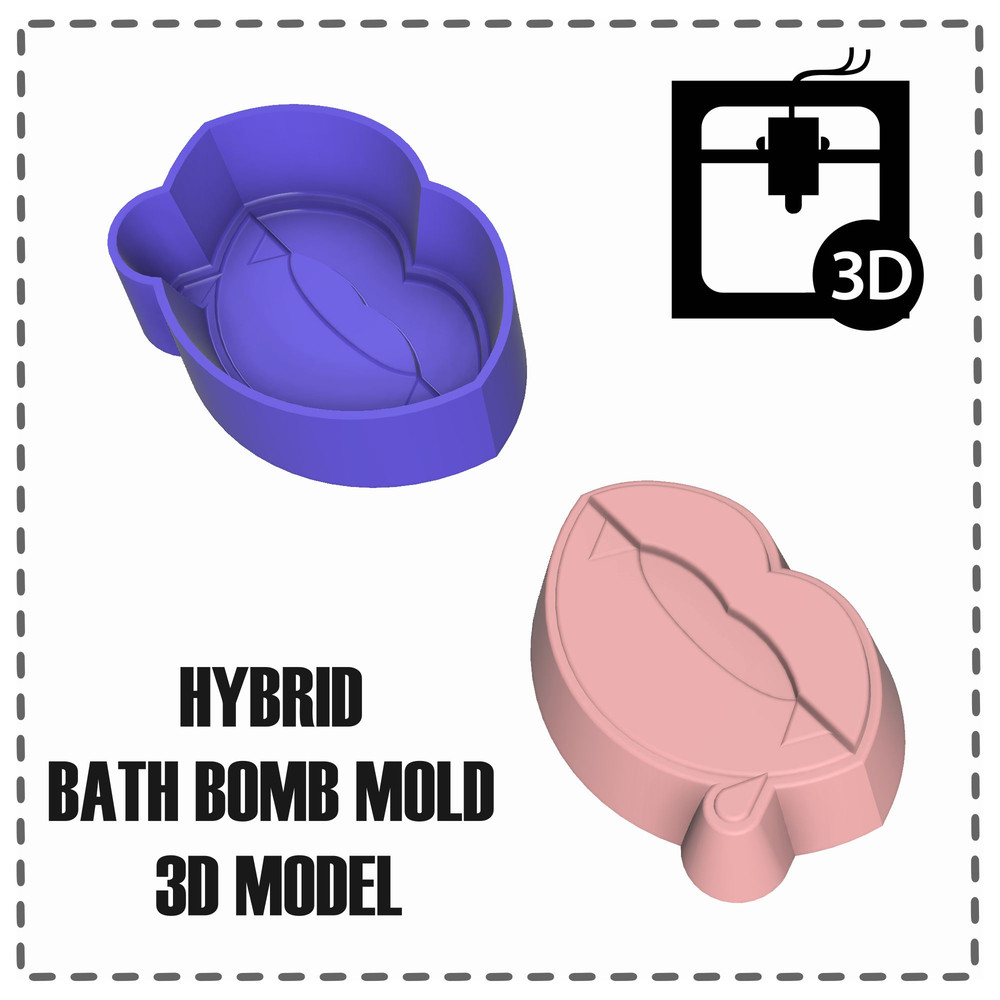 VAMPIRE LIPS BATH BOMB MOLD STL File 2