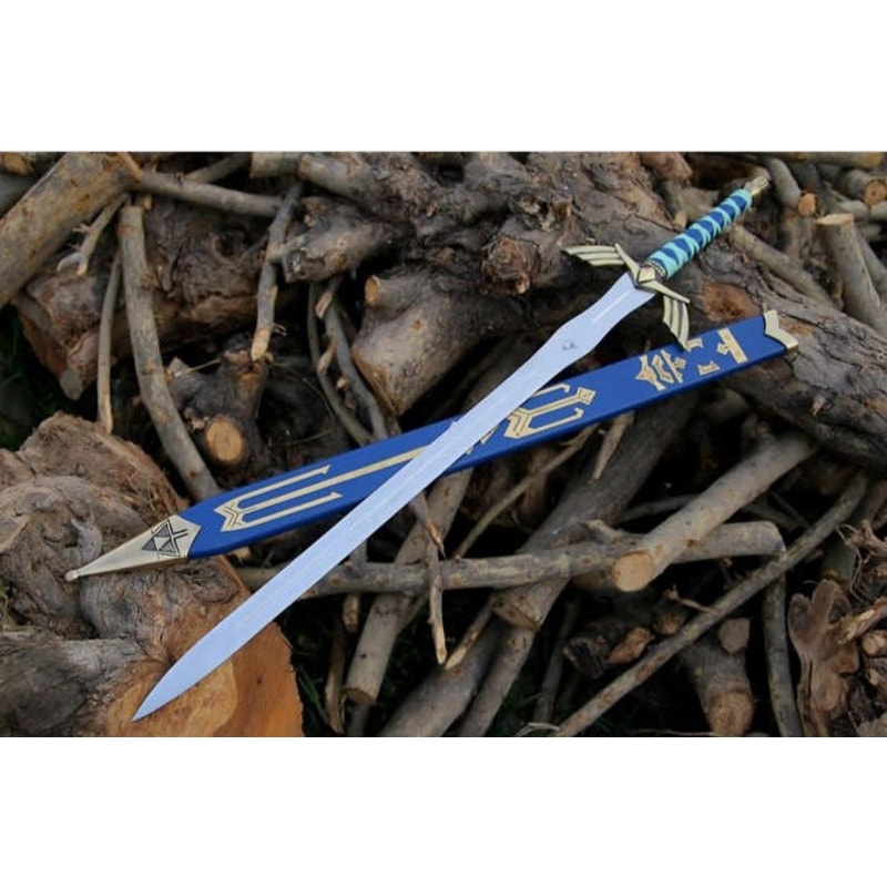 CUSTOM Hand Forged Stainless Steel The LEGEND of ZELDA Full Tang Skyward Link's Master Sword with Scabbard-Costume Armor