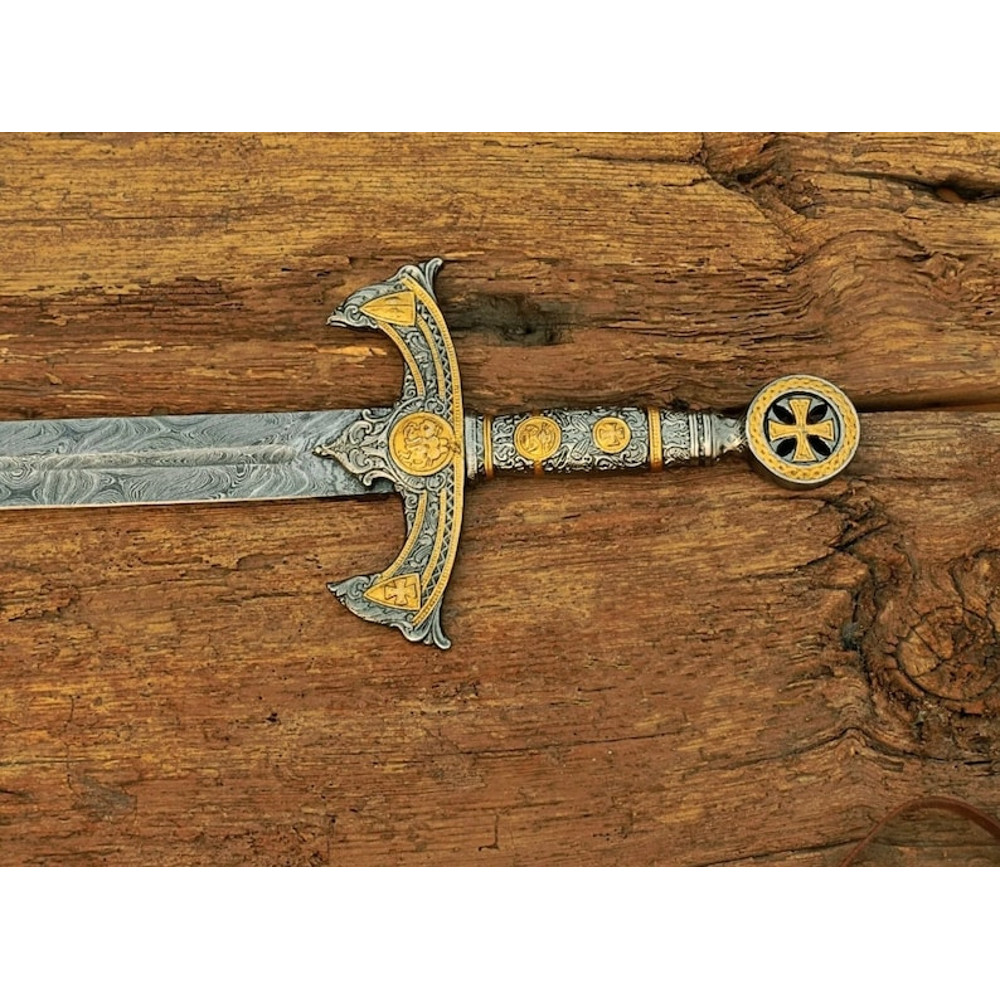 Handmade Templar Knights Sacred Holy Longsword Ornate Full Length Steel Sword| Medieval Sword With Leather Sheath