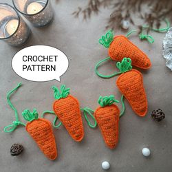 Crochet pattern PDF Easter garland carrot, amigurumi crochet pattern Easter decoration