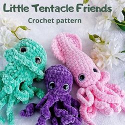 Little Tentacle Friends Crochet Pattern Amigurumi Sea Animals Crochet toys Tutorial