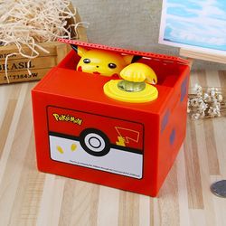 Pokemon Piggy Bank Action Figure Anime Cartoon Pikachu Electronic Plastic Money Box Steal Coin Kid Toys Gift