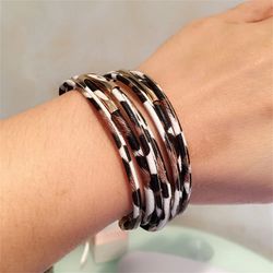New Leopard Print Multi-Layered Aid Magnet Bracelet For Women Fashion PU Leather Bracelet Bohemian Party Jewelry