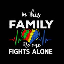 In This Family No One Fights Alone Svg, Autism Svg, Autism logo Svg, Awareness Svg, Digital download