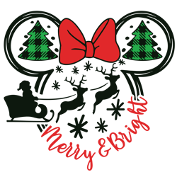 merry and bright minnie mouse christmas svg, merry christmas svg, winter svg, santa svg, holiday svg cut file for cricut
