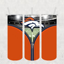 Denver Broncos Zipper Tumbler Wrap PNG, NFL Tumbler Png, Tumbler Wrap, Skinny Tumbler 20oz Design Digital Download