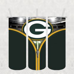 Green Bay Packers Zipper Tumbler Wrap PNG, NFL Tumbler Png, Tumbler Wrap, Skinny Tumbler 20oz Design Digital Download