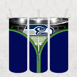Seattle Seahawks Zipper Tumbler Wrap PNG, NFL Tumbler Png, Tumbler Wrap, Skinny Tumbler 20oz Design Digital Download