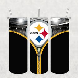 Pittsburgh Steelers Zipper Tumbler Wrap PNG, NFL Tumbler Png, Tumbler Wrap, Skinny Tumbler 20oz Design Digital Download