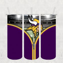 Minnesota Vikings Zipper Tumbler Wrap PNG, NFL Tumbler Png, Tumbler Wrap, Skinny Tumbler 20oz Design Digital Download