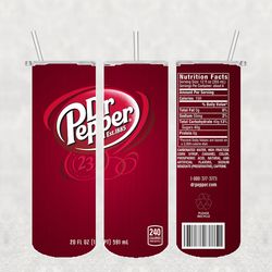 Dr Pepper Tumbler Wrap PNG, Soda Drink Brand Tumbler Png, Tumbler Wrap, Skinny Tumbler 20oz Design Digital Download