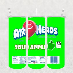 Airheads Sour Apple Tumbler Wrap PNG, Candy Tumbler Png, Tumbler Wrap, Skinny Tumbler 20oz Design Digital Download