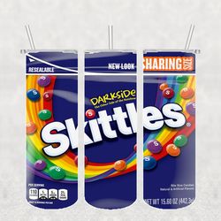 Skittles Darkside Tumbler Wrap PNG, Candy Tumbler Png, Tumbler Wrap, Skinny Tumbler 20oz Design Digital Download