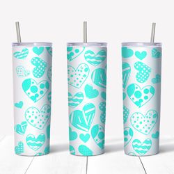 Turquoise Sketched Tumbler Wrap PNG,Valentine Tumbler Png, Tumbler Wrap, Skinny Tumbler 20oz Design Digital Download