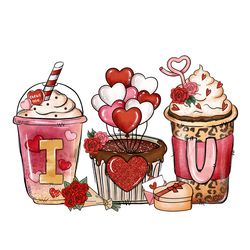 I Love You Valentine Coffee PNG, Valentine Coffee Png, Valentine Png, Latte Drink Png, Love XOXO Png, Latte Iced Png