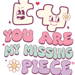 You Are My Missing Piece PNG, Retro Valentine Png, Valentine Png, Pink Valentine Png, Love XOXO Png, Funny Valentine Png