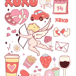 XOXO Cupid Valentine PNG, Retro Valentine Png,Valentine Png, Pink Valentine Png, Love XOXO Png, Funny Valentine Png