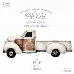 White Truck Clip Art. Digital Clipart, Hand Drawn Graphics, Digital Download. OliArtStudioShop