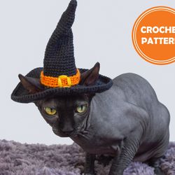 Halloween Witch Hat for cat Crochet Pattern PDF