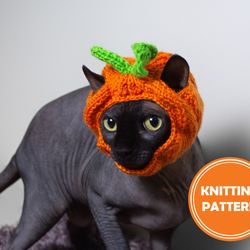 Pumpkin hat for cat Knitting Pattern PDF