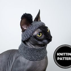 Cat beanie and snood Knitting Pattern PDF