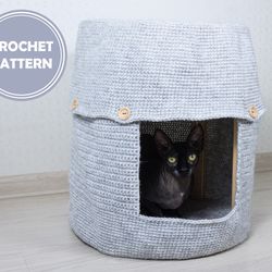 Cat House for stool crochet pattern PDF