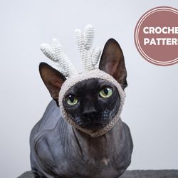 Hat with Deer Horns for cat Crochet Pattern PDF