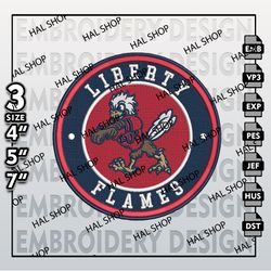 NCAA Liberty Flames Embroidery Designs, NCAA Logo Embroidery Files, Liberty Flames Embroidery Design