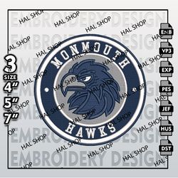 NCAA Monmouth Hawks Embroidery Designs, NCAA Logo Embroidery Files, Monmouth Hawks Embroidery Design