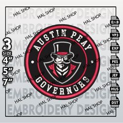 NCAA Baustin Peay Governors Embroidery Designs, NCAA Baustin Peay Logo Embroidery Files, Machine Embroidery Designs