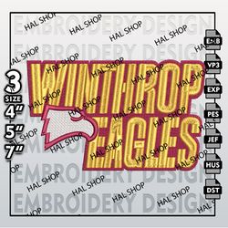 Winthrop Eagles Embroidery Designs, NCAA Logo Embroidery Files, NCAA Winthrop Machine Embroidery Pattern