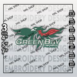 Green Bay Phoenix Embroidery Designs, NCAA Green Bay Phoenix Machine Embroidery Files, NCAA Embroidery Files