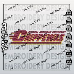 NCAA Central Michigan Chippewas Machine Embroidery Design, NCAA Central Logo, Embroidery File, 3 size, Instand Download