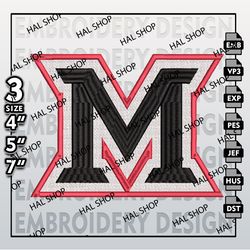 NCAA Miami RedHawks Embroidery File, 3 Sizes, 6 Formats, NCAA Machine Embroidery Design, NCAA Logo, NCAA Teams.