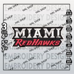 NCAA Miami OH RedHawks Embroidery File, 3 Sizes, 6 Formats, NCAA Machine Embroidery Design, NCAA Logo, NCAA RedHawks