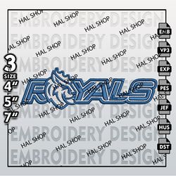 NCAA Queens University Royals Embroidery File, NCAA Queens Logo, 3 Sizes 6 Formats, NCAA Machine Embroidery Design.