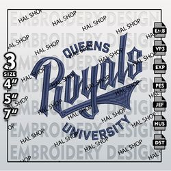 NCAA Queens University Royals Embroidery File, NCAA Queens Logo, 3 Sizes 6 Formats, NCAA Machine Embroidery Design