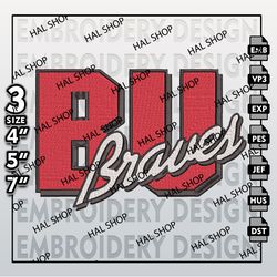 NCAA Bradley Braves Embroidery File, NCAA Bradley Braves Logo, 3 Sizes 6 Formats, NCAA Machine Embroidery Design.