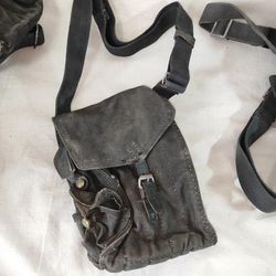 ussr soviet russian army pouch for 5 magazines, ammo canvas bag 5 section pouch vintage,rare,black . used