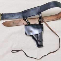 USSR Naval officer's equipment. SOVIET Army VMF NAVY Officer Uniform Leather Belt Brass Buckle 9x18 P_M Holstr, NEW