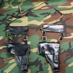 ussr naval officer's equipment. soviet army vmf navy officer uniform black leather pm holstr, new