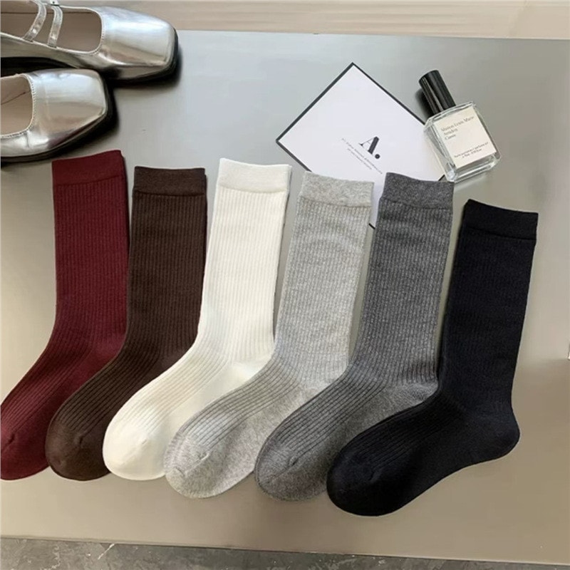 Women Summer Thin Striped Angola Red Pile-up Socks Soft Comfortable Casual Stacked Socks for School New Trendy Ankle