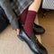 Women Summer Thin Striped Angola Red Pile-up Socks Soft Comfortable Casual Stacked Socks for School New Trendy Ankle