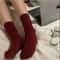 Women Summer Thin Striped Angola Red Pile-up Socks Soft Comfortable Casual Stacked Socks for School New Trendy Ankle