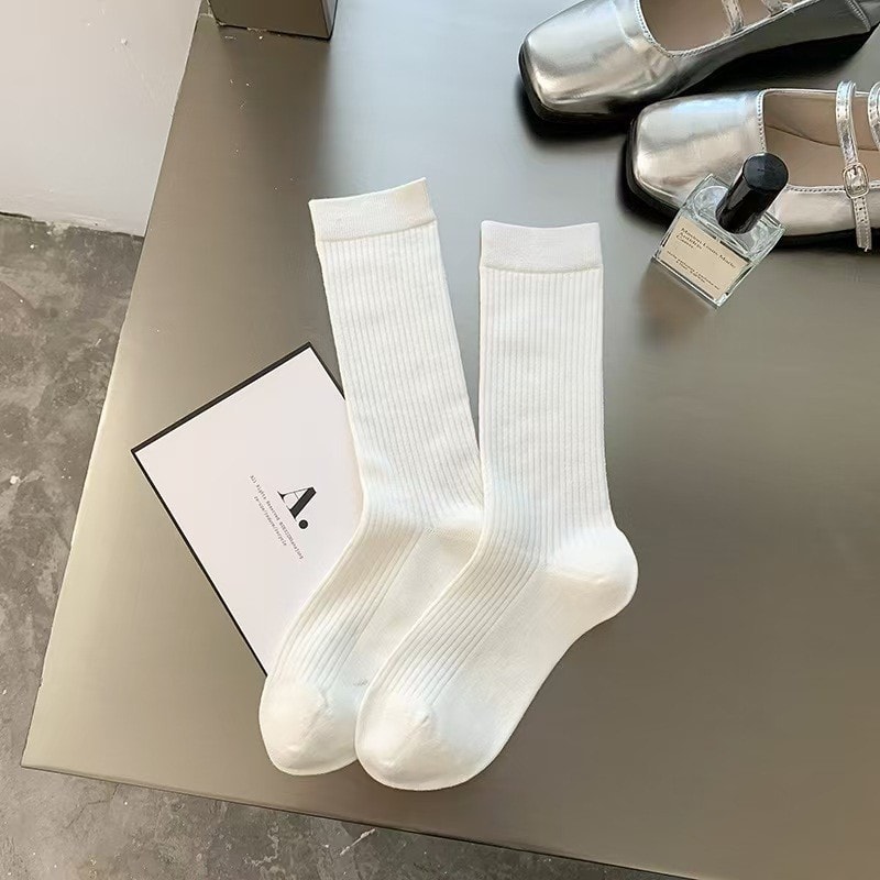 Women Summer Thin Striped Angola Red Pile-up Socks Soft Comfortable Casual Stacked Socks for School New Trendy Ankle