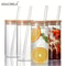 Drinking Glasses with Bamboo Lids and Straws, Borosilicate Glass Tumbler Cups, Tall Clear Iced Coffee Cups