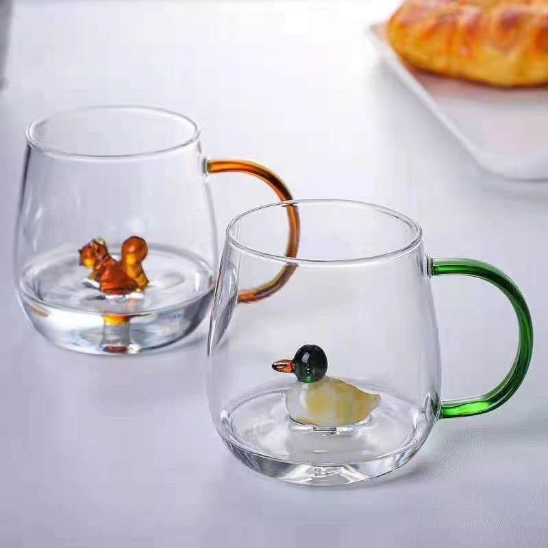 New Glass Mug Cartoon Animal Cup Champagne Breakfast Tea Tumbler 2