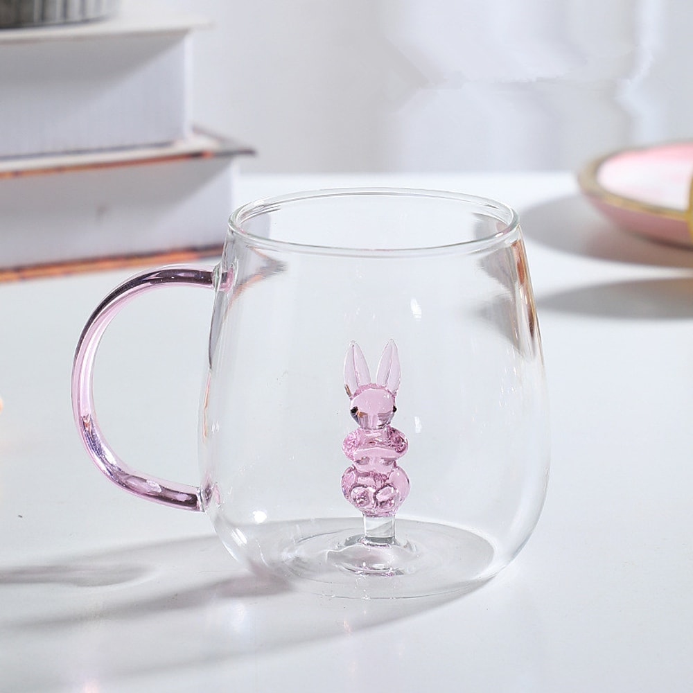 New Glass Mug Cartoon Animal Cup Champagne Breakfast Tea Tumbler